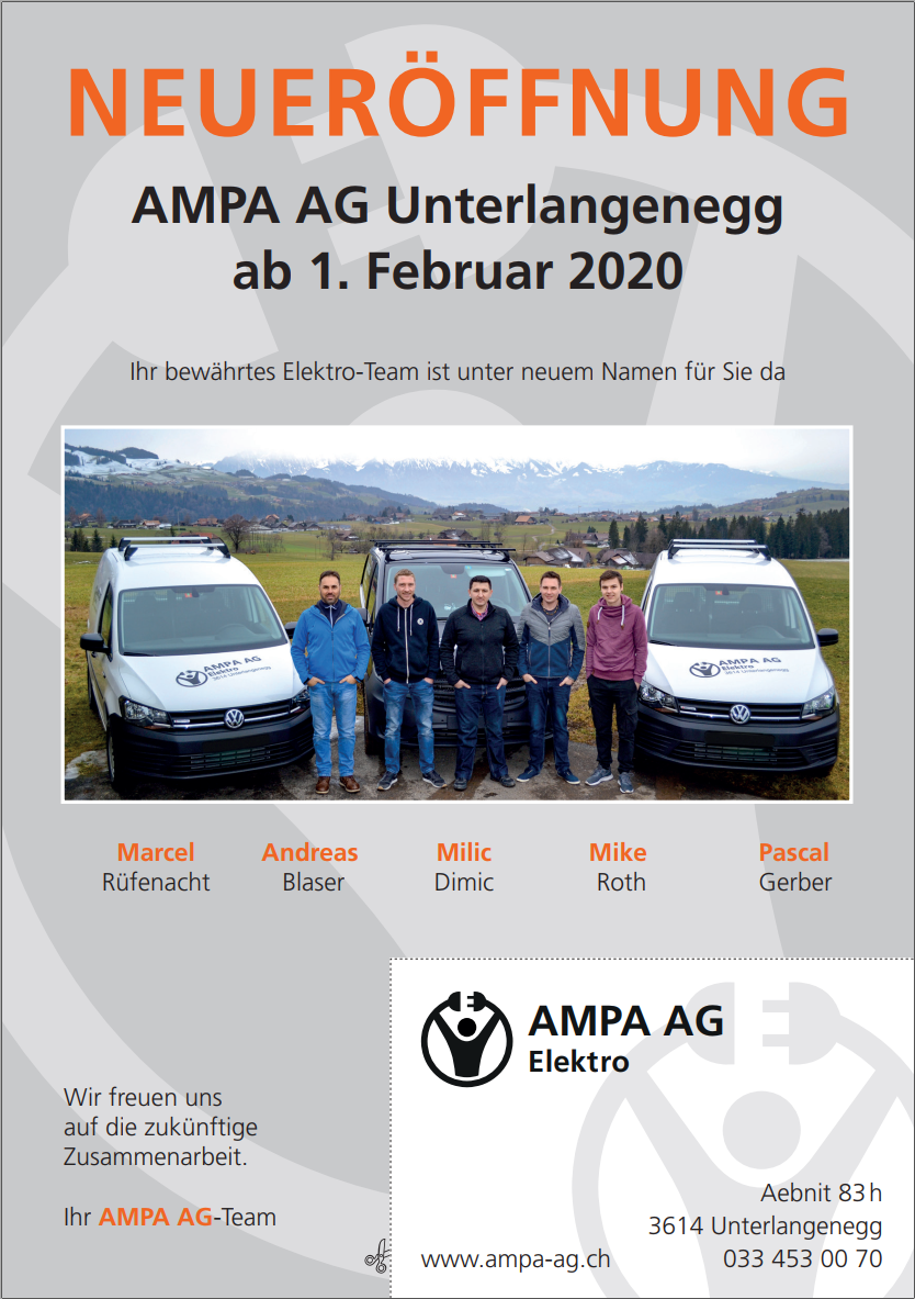 Neueröffnung AMPA AG Unterlangenegg